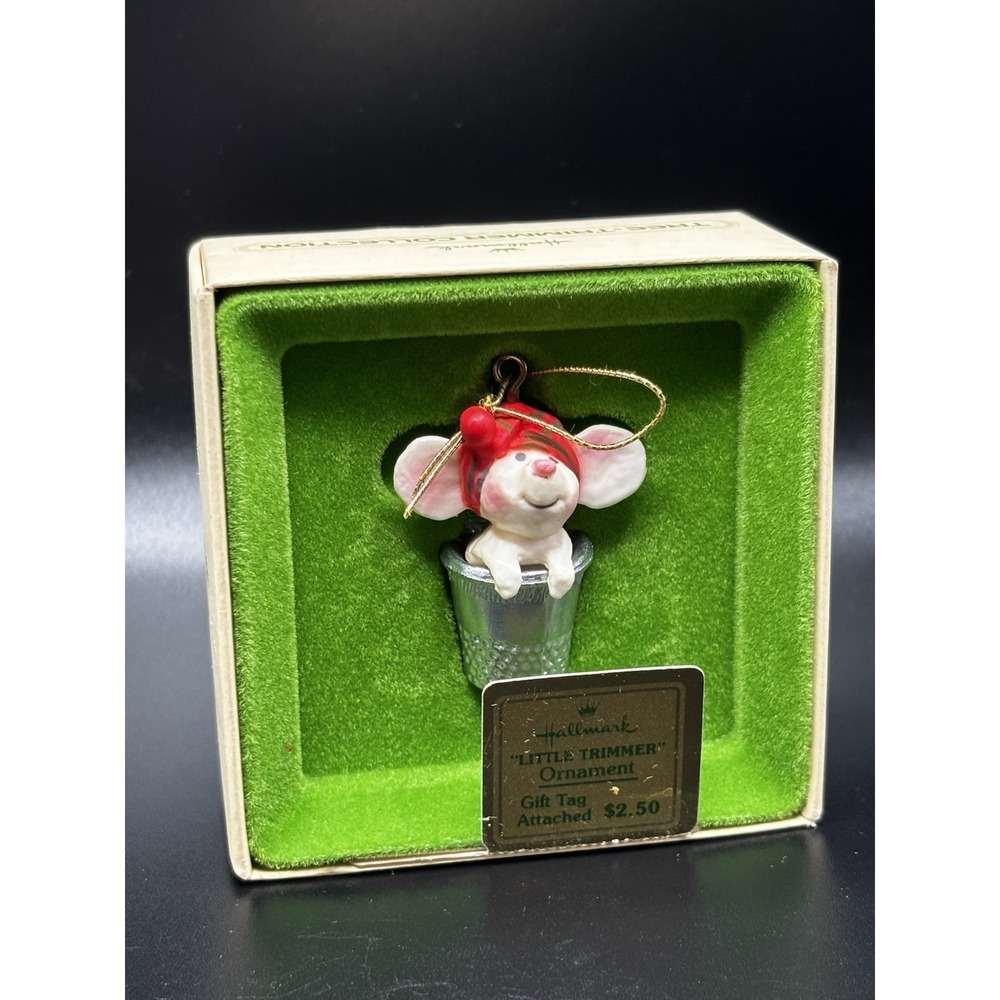 Vintage Hallmark 1970s Little Trimmer - Mouse In Thimble Ornament